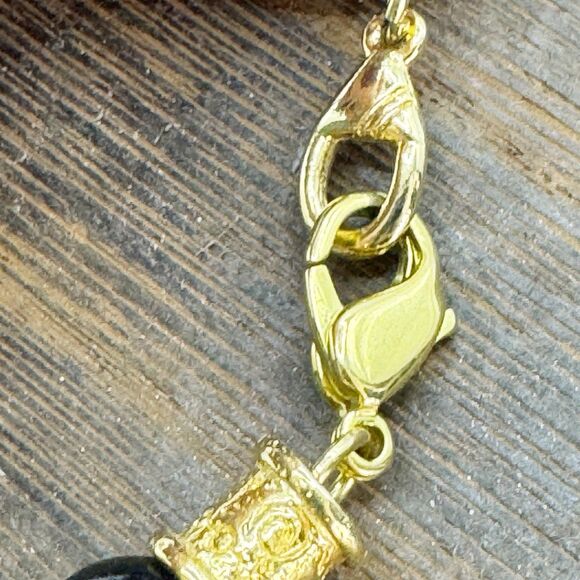 Liz Claiborne Vtg Black And Gold Regal Glam Beaded Necklace Bold Statement 28” - Picture 5 of 9